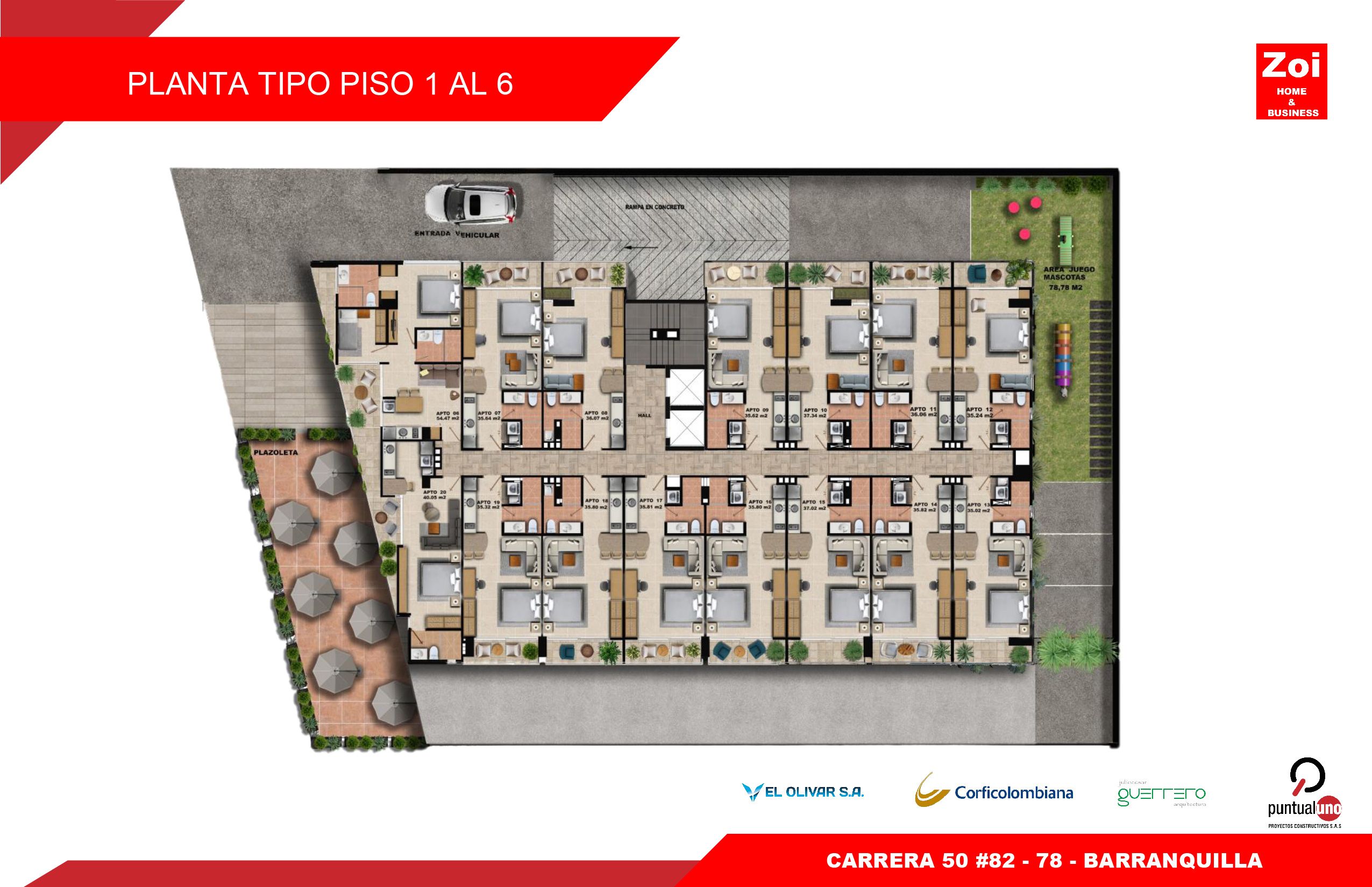 planta tipo piso 1 al 6